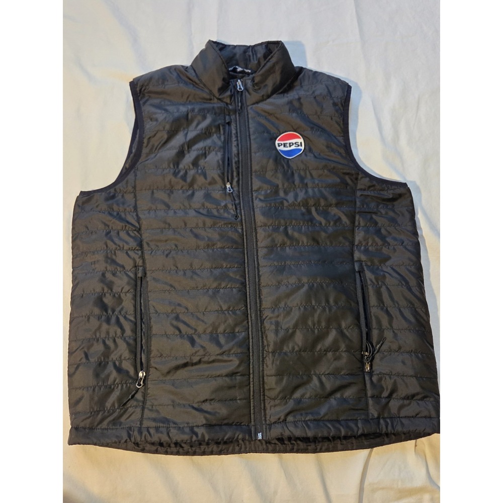 Pepsi Port Authority J709 Puffy Vest Mens 2XL Black Embroidered Logo Workwear